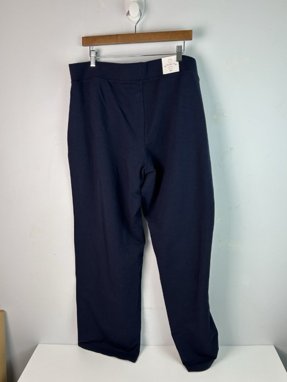Talbots Womens 2X Terry Pull On Pants Navy Blue Pockets Lightweight Stretchy